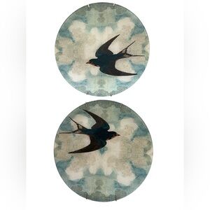 John Derian Plate Set "Swallow in Flight" Handmade Vintage